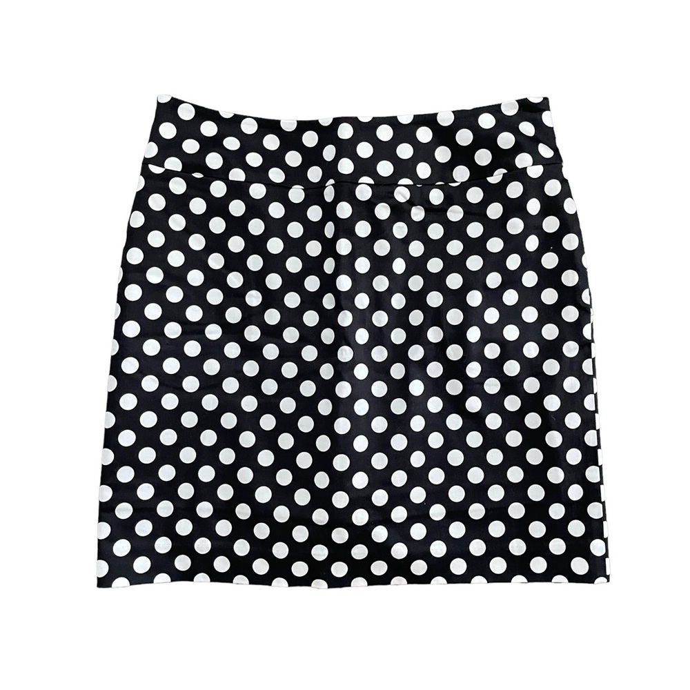 Larry Levine Stretch Black‎ White Polka Dot Mini Skirt